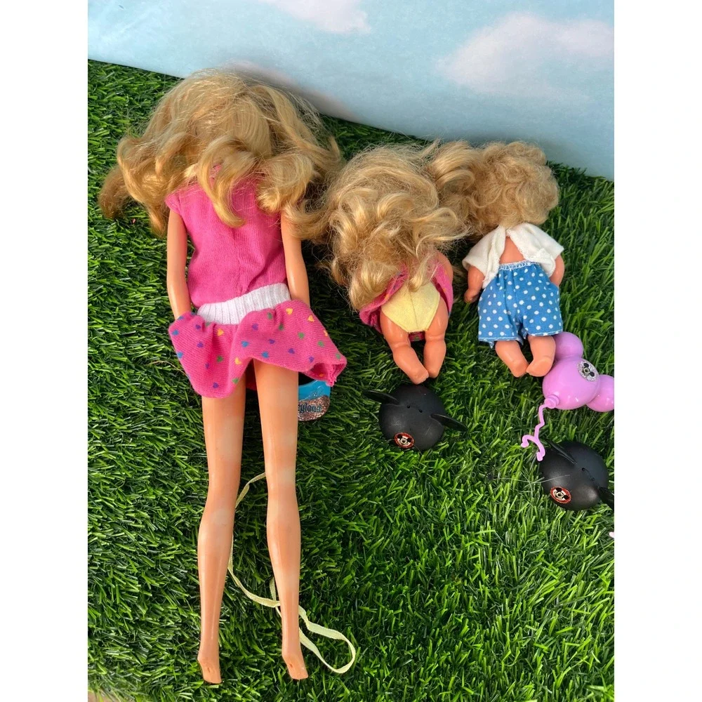 Vintage Barbie Disneyland Doll Set with 2 Toddlers Mickey Ears Balloons 1990s